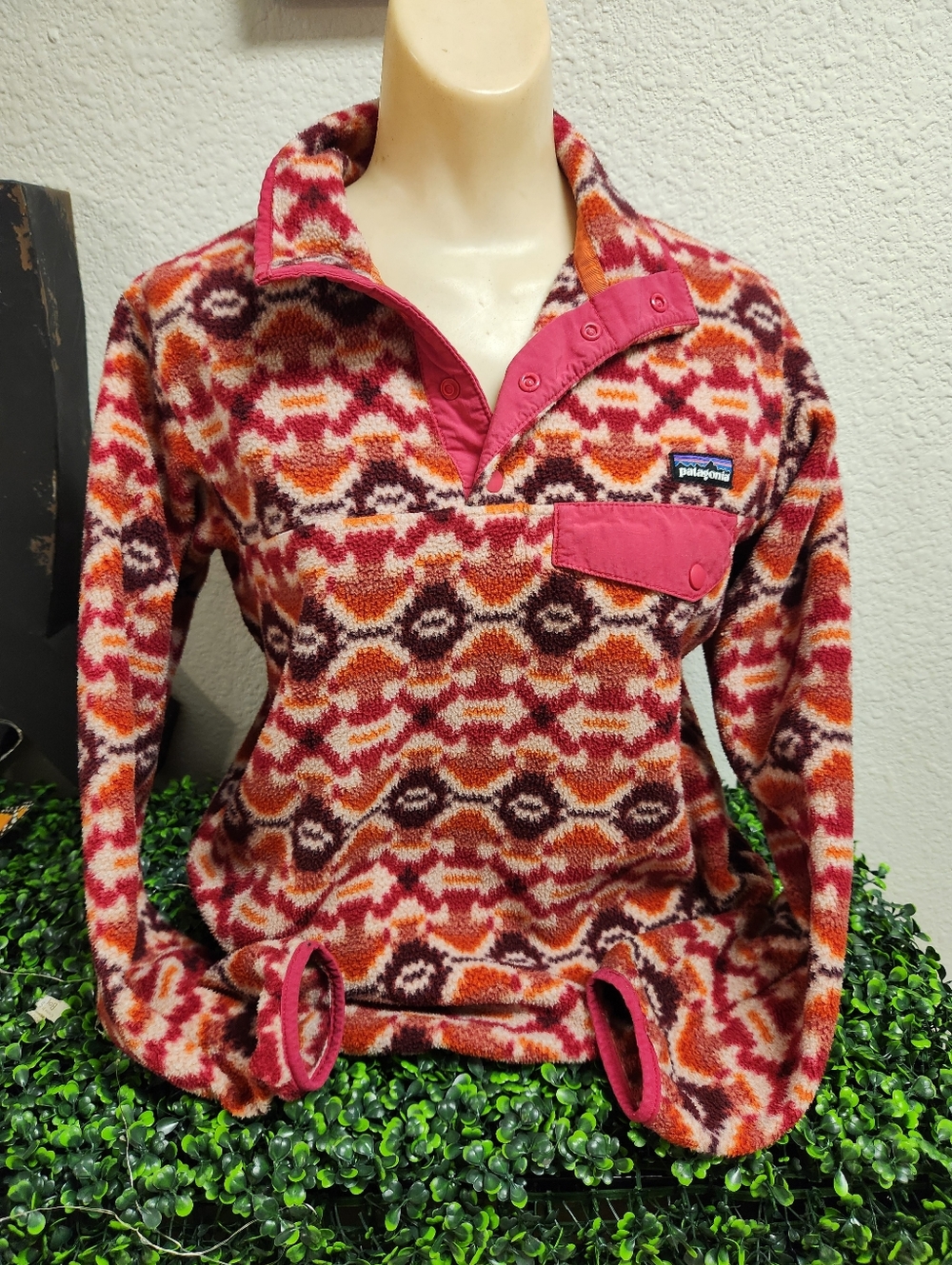 Patagonia Synchilla Jacket Womens XS Aztec Snap-T Fleece Pullover Vintage